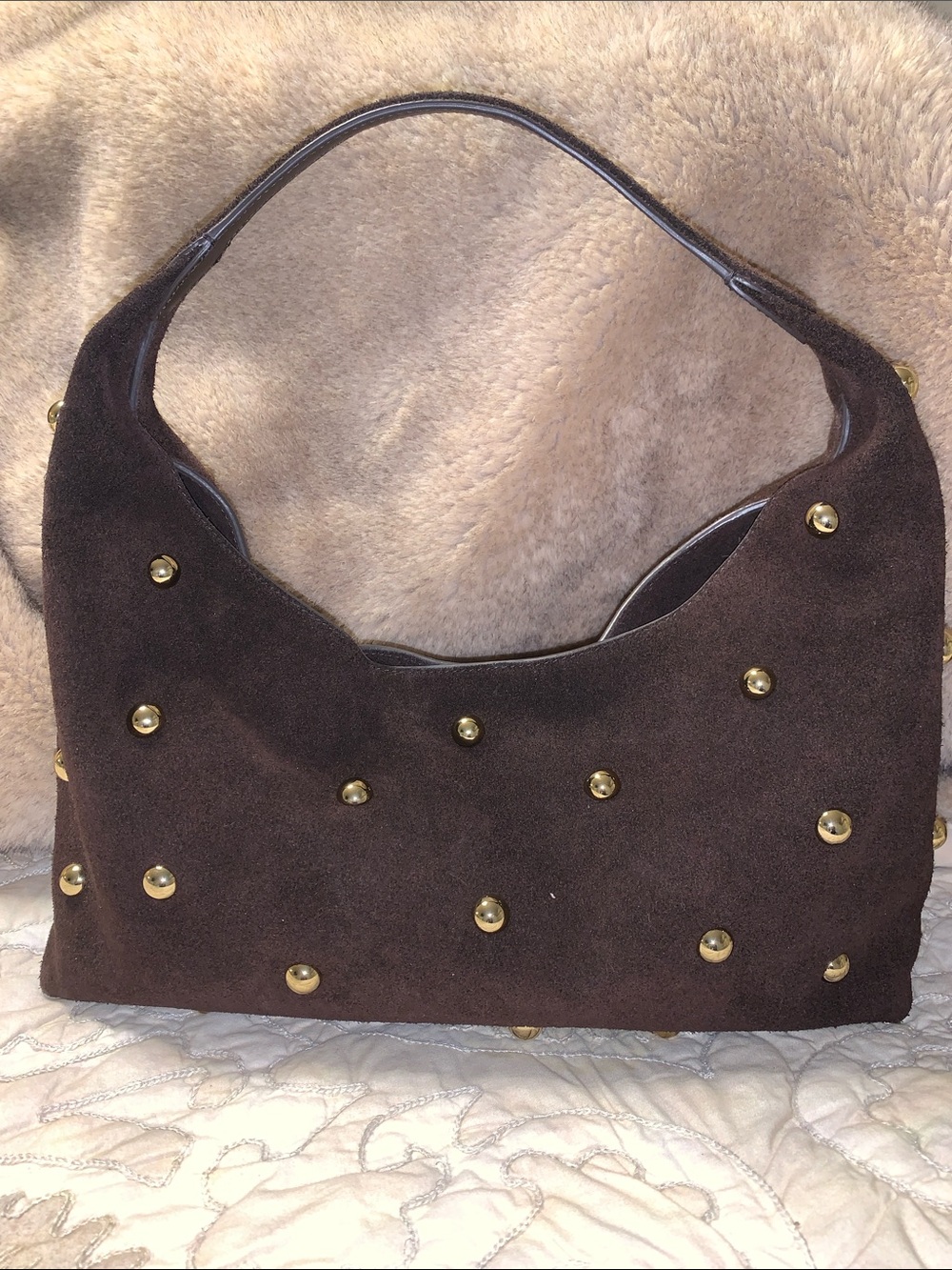 Madewell Brown Studded Suede Shoulder Bag